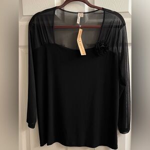SUSAN LAWRENCE~BLACK DRESSY BLOUSE~2X~NWT